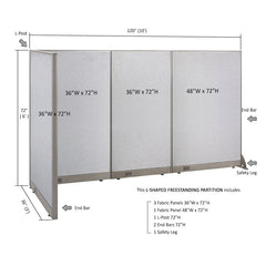 GOF Office L-Shaped Partition 36d x 120w x 72H - Kainosbuy.com
