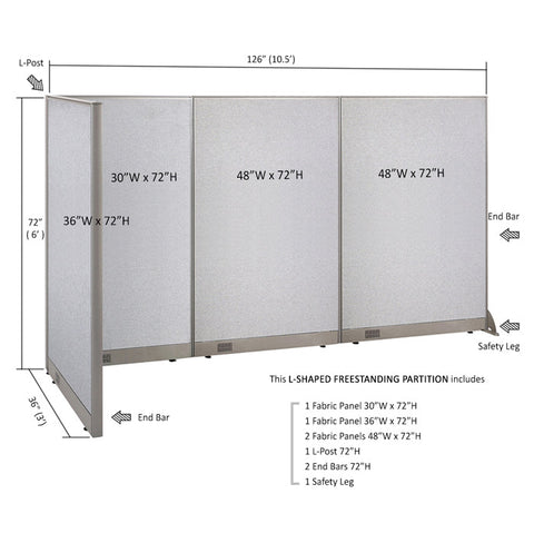 GOF Office L-Shaped Partition 36d x 126w x 72H - Kainosbuy.com
