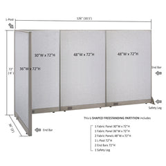 GOF Office L-Shaped Partition 36d x 126w x 72H - Kainosbuy.com