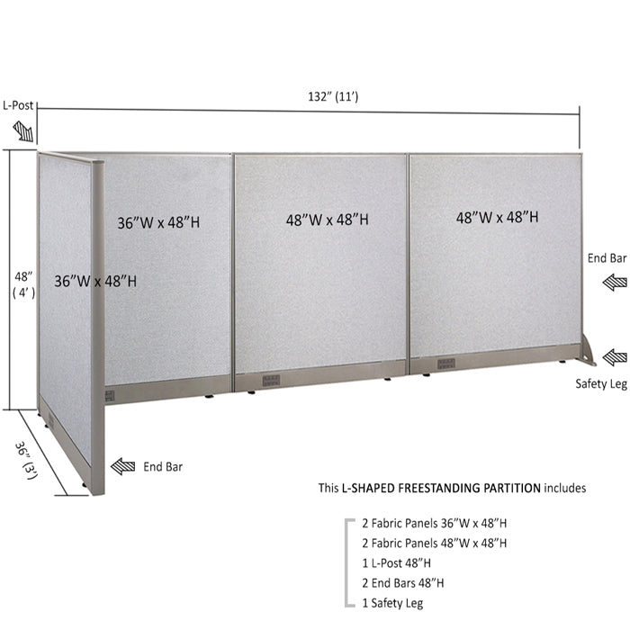 GOF Office L-Shaped Partition 36d x 132w x 48H - Kainosbuy.com
