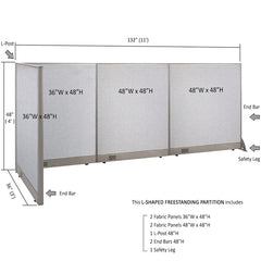 GOF Office L-Shaped Partition 36d x 132w x 48H - Kainosbuy.com