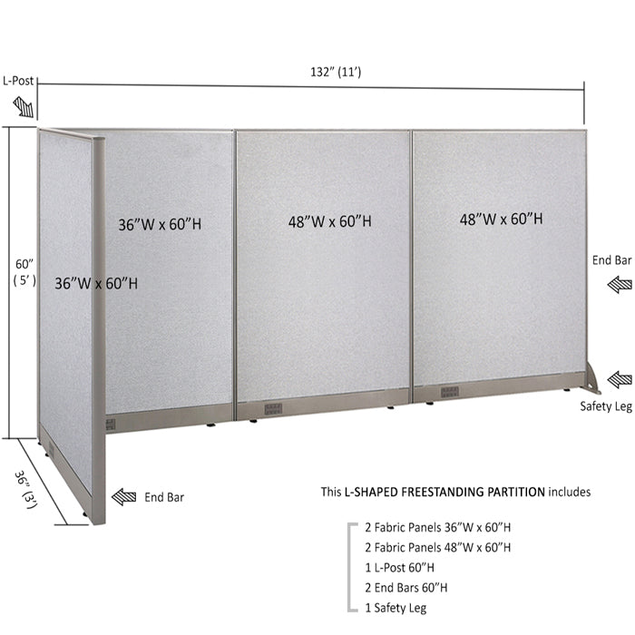 GOF Office L-Shaped Partition 36d x 132w x 60H - Kainosbuy.com