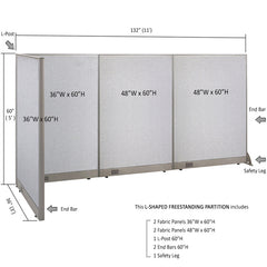GOF Office L-Shaped Partition 36d x 132w x 60H - Kainosbuy.com