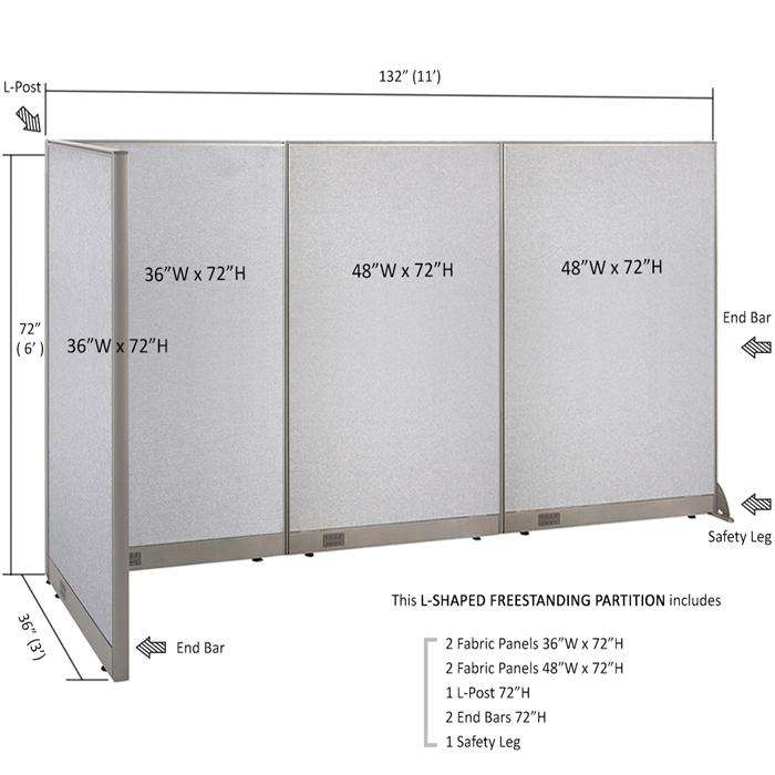 GOF Office L-Shaped Partition 36d x 132w x 72H - Kainosbuy.com