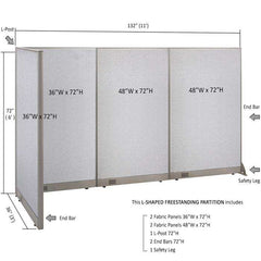 GOF Office L-Shaped Partition 36d x 132w x 72H - Kainosbuy.com
