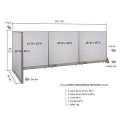 GOF Office L-Shaped Partition 36d x 144w x 48H - Kainosbuy.com