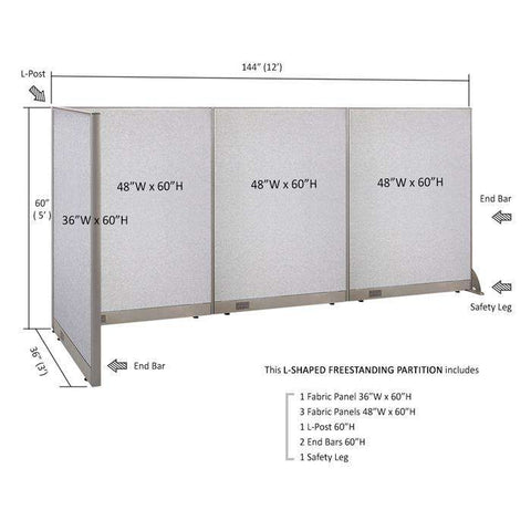 GOF Office L-Shaped Partition 36d x 144w x 60H - Kainosbuy.com