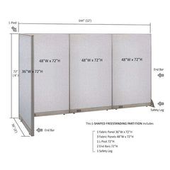 GOF Office L-Shaped Partition 36d x 144w x 72H - Kainosbuy.com