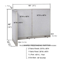 GOF Office L-Shaped Partition 36d x 60w x 48H - Kainosbuy.com
