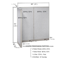 GOF Office L-Shaped Partition 36d x 60w x 72H - Kainosbuy.com