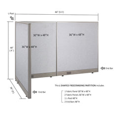 GOF Office L-Shaped Partition 36d x 66w x 48H - Kainosbuy.com
