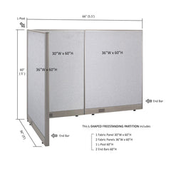 GOF Office L-Shaped Partition 36d x 66w x 60H - Kainosbuy.com