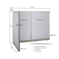 GOF Office L-Shaped Partition 36d x 66w x 72H - Kainosbuy.com