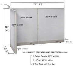 GOF Office L-Shaped Partition 36d x 72w x 48H - Kainosbuy.com