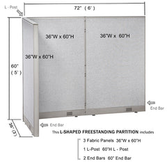 GOF Office L-Shaped Partition 36d x 72w x 60H - Kainosbuy.com