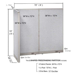 GOF Office L-Shaped Partition 36d x 72w x 72H - Kainosbuy.com