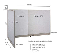 GOF Office L-Shaped Partition 36d x 78w x 48H - Kainosbuy.com