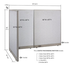 GOF Office L-Shaped Partition 36d x 78w x 60H - Kainosbuy.com