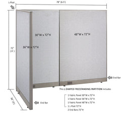 GOF Office L-Shaped Partition 36d x 78w x 72H - Kainosbuy.com