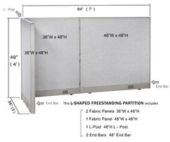 GOF Office L-Shaped Partition 36d x 84w x 48H - Kainosbuy.com