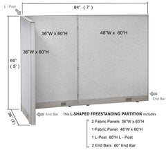 GOF Office L-Shaped Partition 36d x 84w x 60H - Kainosbuy.com