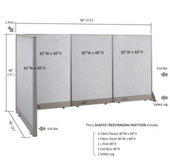 GOF Office L-Shaped Partition 36d x 90w x 48H - Kainosbuy.com