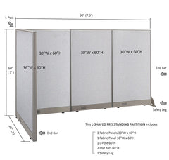 GOF Office L-Shaped Partition 36d x 90w x 60H - Kainosbuy.com
