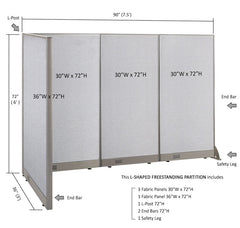 GOF Office L-Shaped Partition 36d x 90w x 72H - Kainosbuy.com