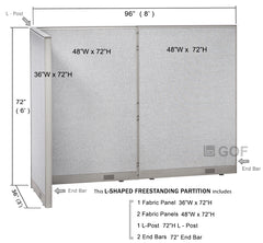 [SPECIAL] GOF L-Shaped Office Partition 36D x 96W x 72H - Kainosbuy.com