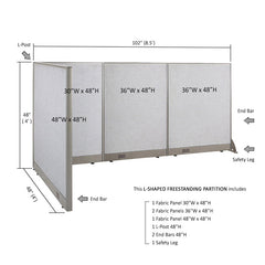 GOF Office L-Shaped Partition 48d x 102w x 48H - Kainosbuy.com