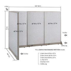 GOF Office L-Shaped Partition 48d x 102w x 72H - Kainosbuy.com