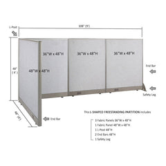 GOF Office L-Shaped Partition 48d x 108w x 48H - Kainosbuy.com