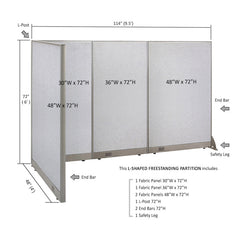 GOF Office L-Shaped Partition 48d x 114w x 72H - Kainosbuy.com