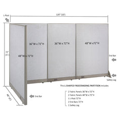 GOF Office L-Shaped Partition 48d x 120w x 72H - Kainosbuy.com