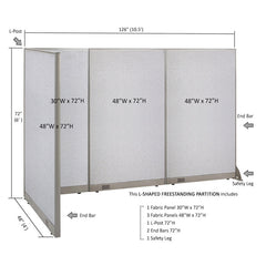 GOF Office L-Shaped Partition 48d x 126w x 72H - Kainosbuy.com
