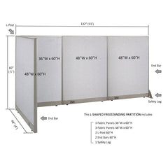 GOF Office L-Shaped Partition 48d x 132w x 60H - Kainosbuy.com