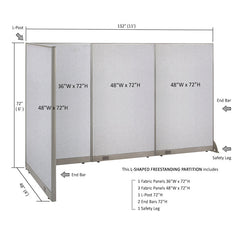 GOF Office L-Shaped Partition 48d x 132w x 72H - Kainosbuy.com