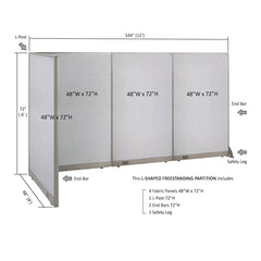 GOF Office L-Shaped Partition 48d x 144w x 72H - Kainosbuy.com