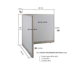 GOF Office L-Shaped Partition 48d x 48w x 48H - Kainosbuy.com