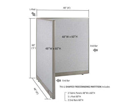 GOF Office L-Shaped Partition 48d x 48w x 60H - Kainosbuy.com