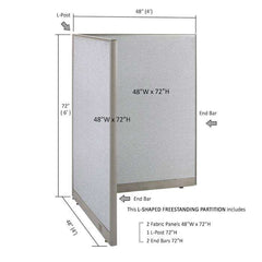 GOF Office L-Shaped Partition 48d x 48w x 72H - Kainosbuy.com
