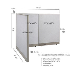 GOF Office L-Shaped Partition 48d x 60w x 48H - Kainosbuy.com