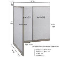 GOF Office L-Shaped Partition 48d x 60w x 72H - Kainosbuy.com