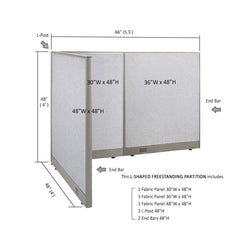 GOF Office L-Shaped Partition 48d x 66w x 48H - Kainosbuy.com