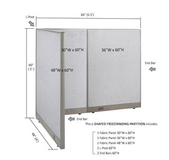 GOF Office L-Shaped Partition 48d x 66w x 60H - Kainosbuy.com