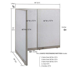 GOF Office L-Shaped Partition 48d x 66w x 72H - Kainosbuy.com