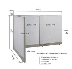 GOF Office L-Shaped Partition 48d x 72w x 48H - Kainosbuy.com