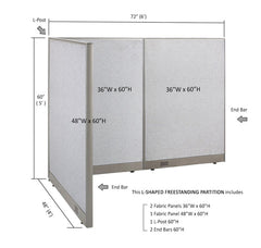 GOF Office L-Shaped Partition 48d x 72w x 60H - Kainosbuy.com