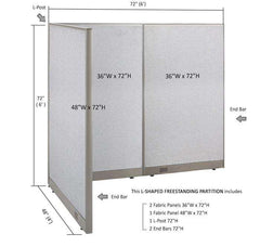 GOF Office L-Shaped Partition 48d x 72w x 72H - Kainosbuy.com