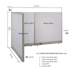GOF Office L-Shaped Partition 48d x 78w x 48H - Kainosbuy.com